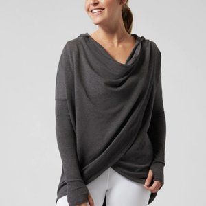 Athleta PURANA Women's Size Large Gray Long Sleeve Hoodie with Flap Design